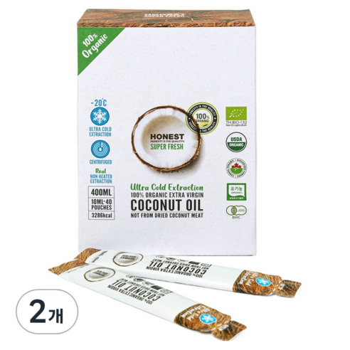 어니스트코리아 유기농 엑스트라버진 코코넛오일 40p, 400ml, 2개