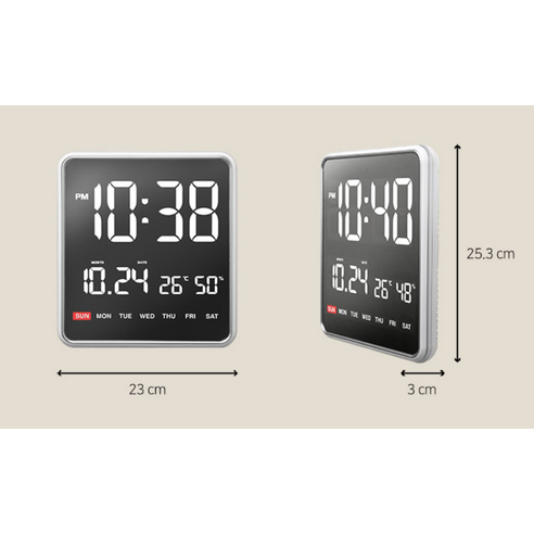 orient 실루엣 스퀘어 LED 캘린더 탁상겸용 클락, Silver
