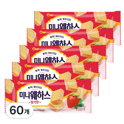 청우식품 미니웨하스 딸기맛, 80g, 60개