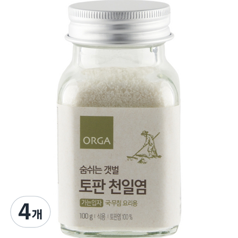 ORGA 숨쉬는 갯벌 토판 천일염 가는입자, 100g, 4개