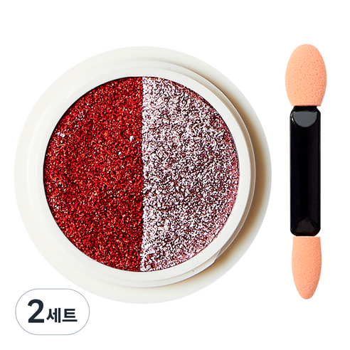 시크핏네일 레이져 투톤 팩트 네일글리터 미러 파우더 + 아이섀도우 팁, 버건디핑크(ZN0128), 2세트