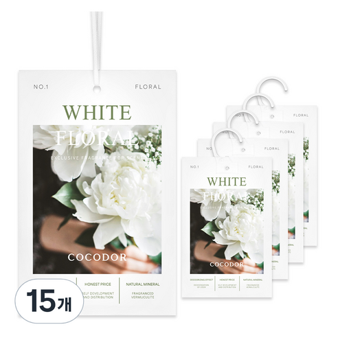 코코도르 퍼퓸 샤쉐 옷장 방향제 L 화이트 플로랄 본품, 20g, 15개