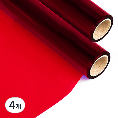 투명 컬러 PVC필름 레드, 4개, 0.3 x 950 x 500 mm