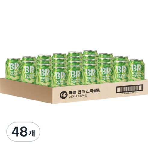배스킨라빈스 애플 민트 제로 탄산음료, 350ml, 48개