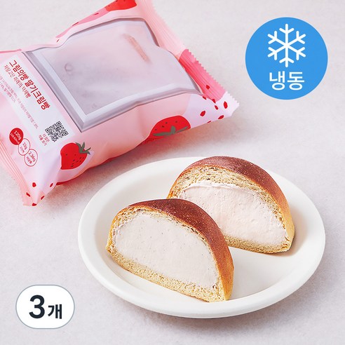 그림의빵 저당고단 딸기크림빵 (냉동), 120g, 1개입, 3개