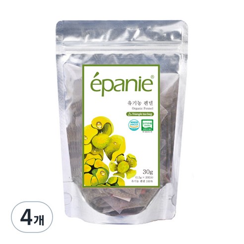 에빠니 유기농 펜넬 삼각망 티백, 1.5g, 20개입, 4개
