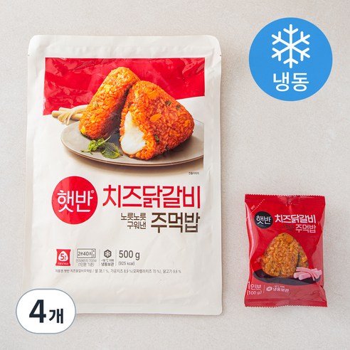 햇반 치즈닭갈비 주먹밥 (냉동), 500g, 4개
