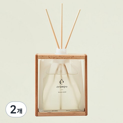 에룸포 우드 오브제 디퓨저 + 섬유 리드스틱, 런드리에피스, 250ml, 2개