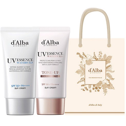   DALBA Waterful Essence Sunscreen SPF50+ PA++++ 50ml + Waterful Tone Up Sunscreen SPF50+ PA++++ 50ml + Gift Bag, 1 set