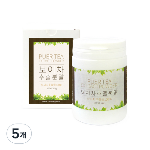 갑당약초 보이차 추출물 분말 고급형, 100g, 5개, 1개입