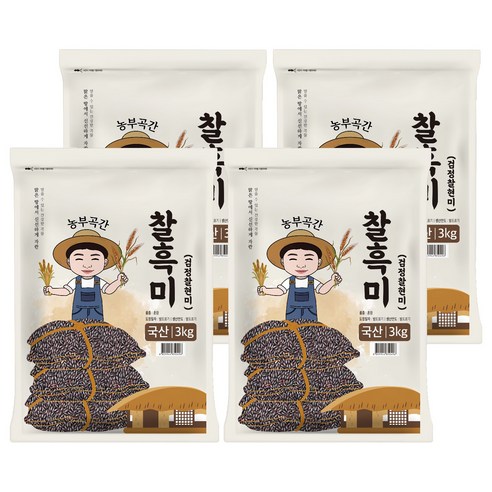 농부곡간 국산 찰흑미, 3kg, 4개
