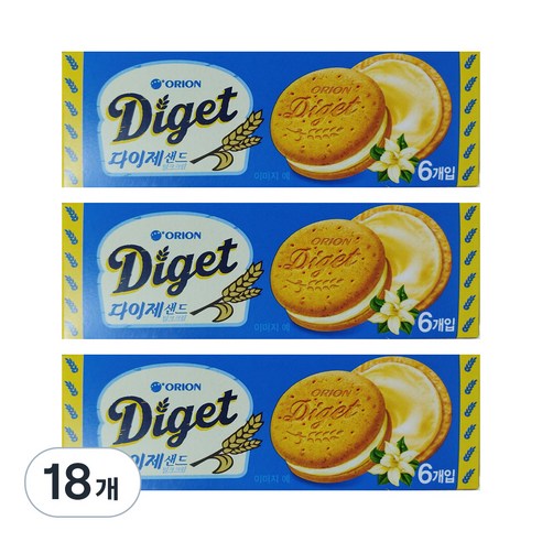 오리온 다이제샌드 밀크크림, 70g, 18개