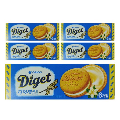 오리온 다이제샌드 밀크크림, 70g, 5개