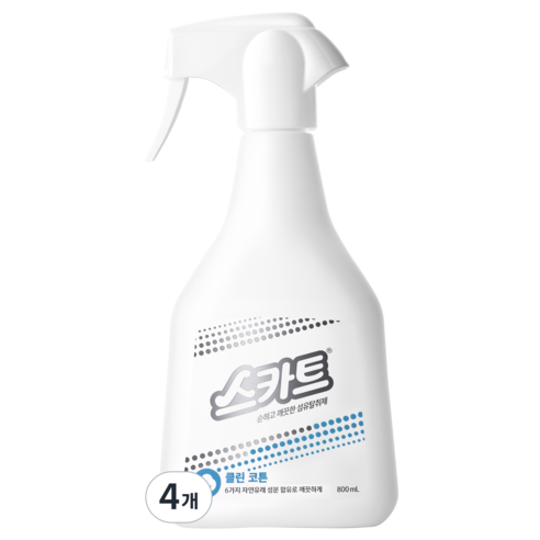 스카트 순하고 깨끗한 섬유탈취제 클린코튼, 800ml, 4개