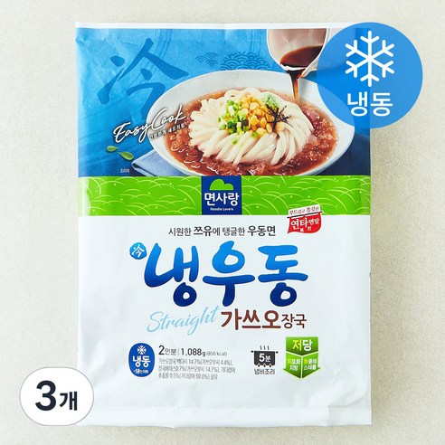 면사랑 가쓰오 냉우동 2인분 (냉동), 1.088kg, 3개