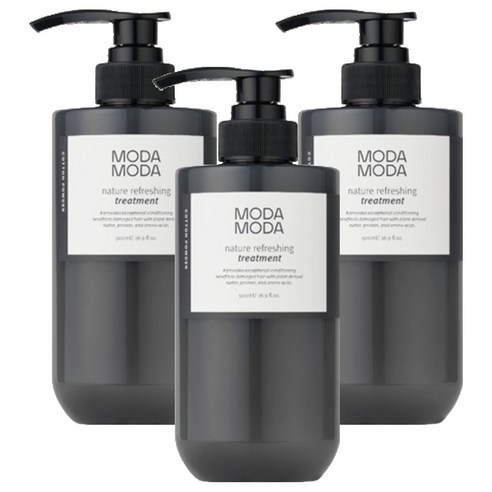 모다모다 네이처 리프레싱 무실리콘 헤어트리트먼트 코튼 파우더향, 500ml, 3개