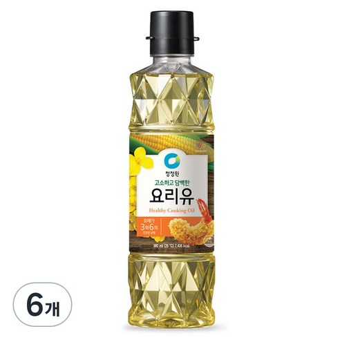 청정원 요리유 식용유, 900ml, 6개