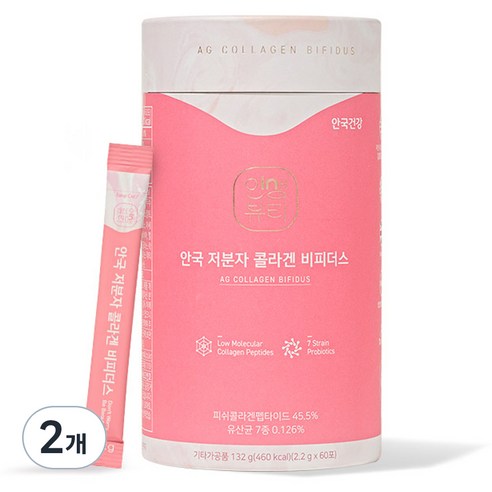 안국건강 저분자 콜라겐 비피더스 60p, 132g, 2개