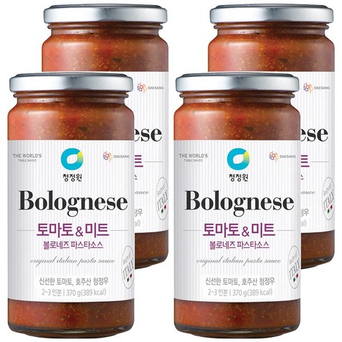 청정원 볼로네즈 파스타소스 토마토&미트, 370g, 4개
