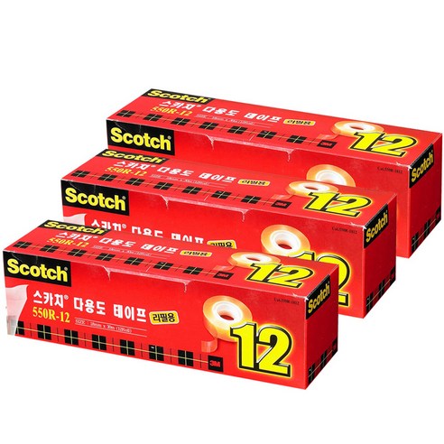 쓰리엠 다용도 테이프 550 리필 18mm x 30m 12p, 혼합 색상, 3세트