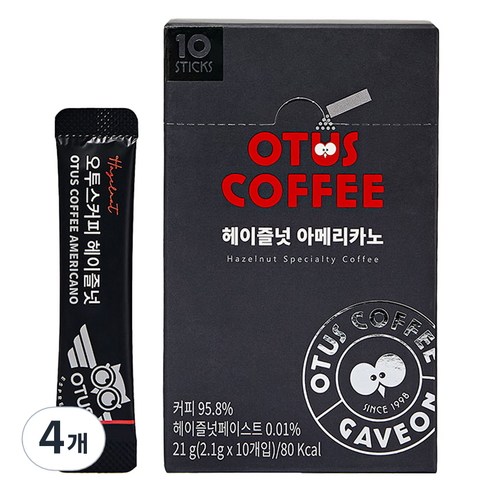 오투스커피 헤이즐넛 아메리카노, 10개입, 4개, 2.1g