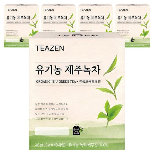 티젠 유기농 제주녹차, 1.2g, 40개입, 5개