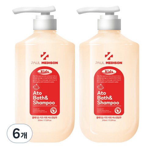 폴메디슨 키즈 아토 바스앤샴푸 올인원워시 베이비파우더향, 510ml, 6개
