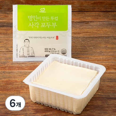 한둘 명인이 만든 투컵 사각 포두부, 200g, 6개