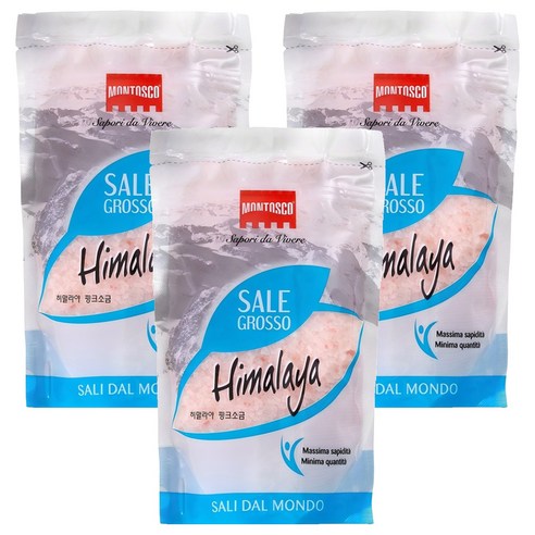 몬타스코 히말라야 굵은 핑크소금, 500g, 3개