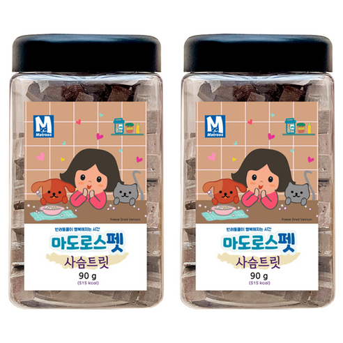 마도로스펫 반려동물 동결건조 간식, 사슴, 90g, 2개