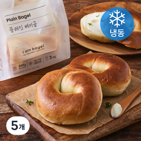 아이엠베이글 플레인 베이글 3개입 (냉동), 360g, 5개