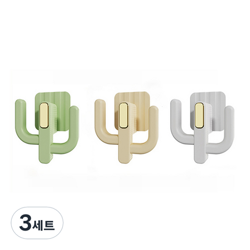리빙공감 선인장 무타공 욕실화 거실화 거치대 3p, 3세트, 옐로우+그린+화이트