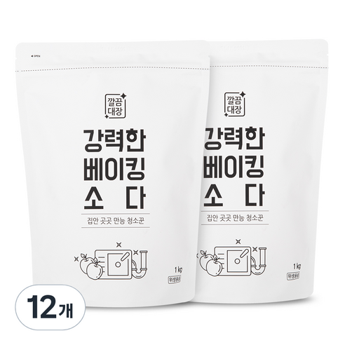 깔끔대장 강력한 베이킹소다 리필, 1kg, 12개