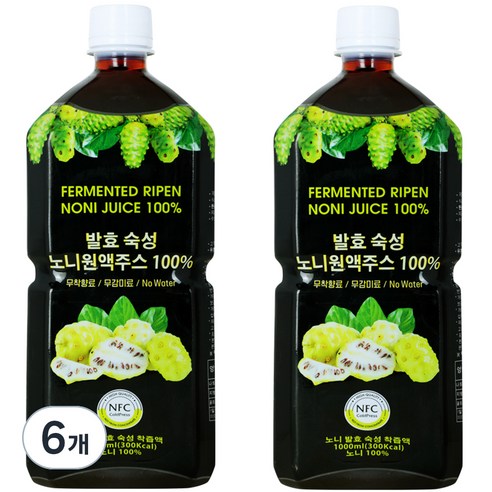 파모빗 발효 숙성 노니원액주스 착즙액, 6개, 1000ml