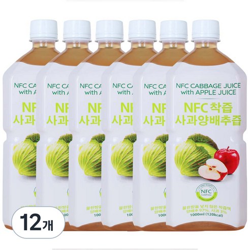 파모빗 사과 양배추 100 NFC 저온착즙, 6개, 1L