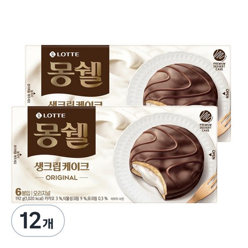 롯데제과 몽쉘 크림 케이크, 192g, 12개