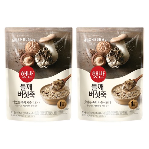 햇반 들깨버섯죽, 420g, 2개