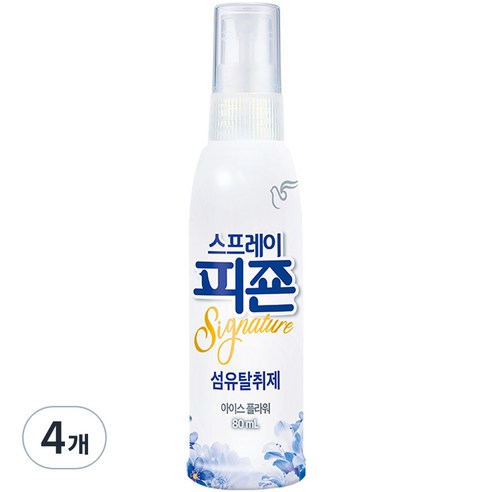 스프레이 피죤 섬유탈취제 강력탈취 시그니처, 80ml, 4개, 아이스 플라워