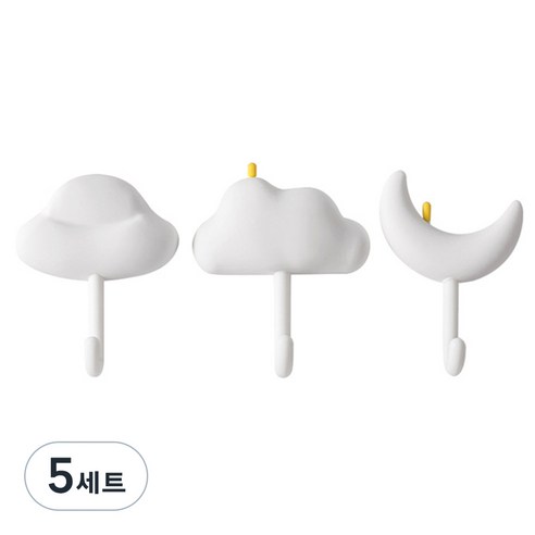 한봄누리 접착식 강력 후크 걸이 현관 주방 욕실 다용도 벽걸이 3종 세트, 5세트, 화이트