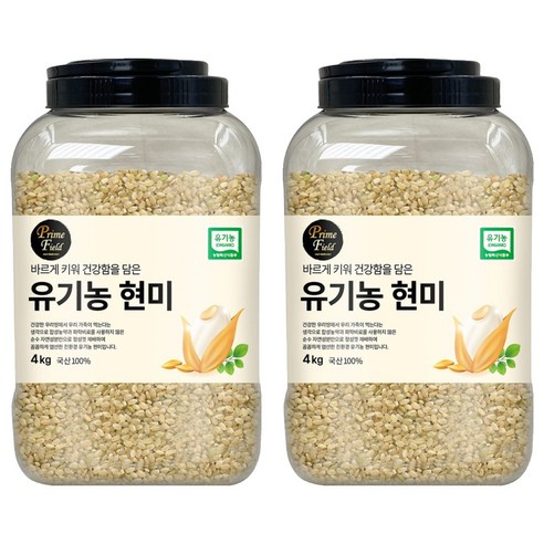 Prime Field 유기농 현미, 4kg, 2개