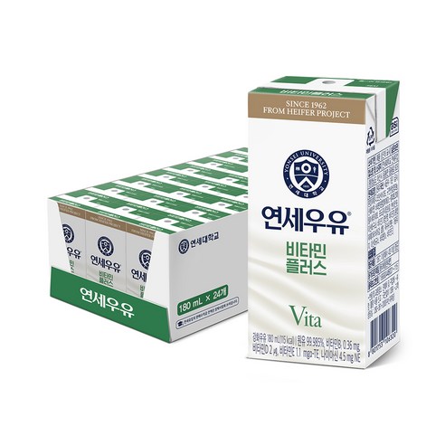 연세대학교 연세우유 비타민플러스, 180ml, 24개