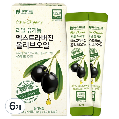 네이처드림 리얼 유기농 엑스트라버진 올리브오일 14p, 140g, 6개