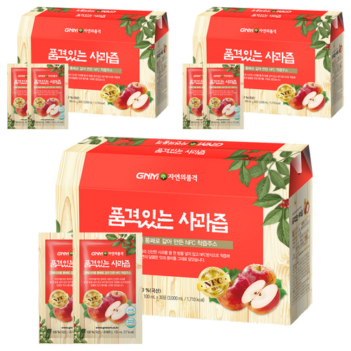 GNM자연의품격 품격있는 사과즙, 100ml, 90개
