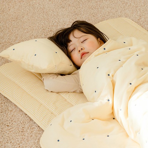 아이자리 크리미워싱 자수누빔 애착 어린이집 낮잠이불 세트, 무무레몬