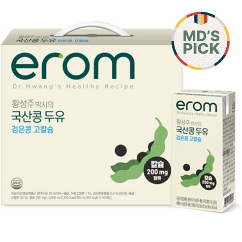 이롬 황성주 국산콩 검은콩 고칼슘 두유, 190ml, 20개