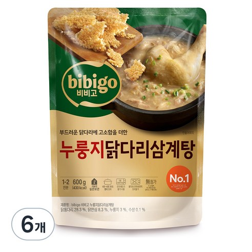 비비고 누룽지 닭다리 삼계탕, 6개, 600g