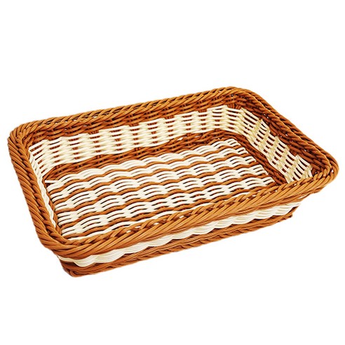 등나무 라탄 디스플레이 직사각 트레이 45 x 35 x 8 cm, 카멜베이지, 1개