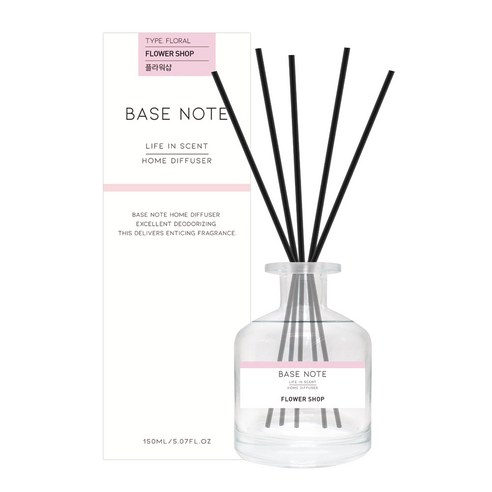 베이스노트 홈 디퓨져 150ml + 섬유스틱 5p, 플라워샵, 1개