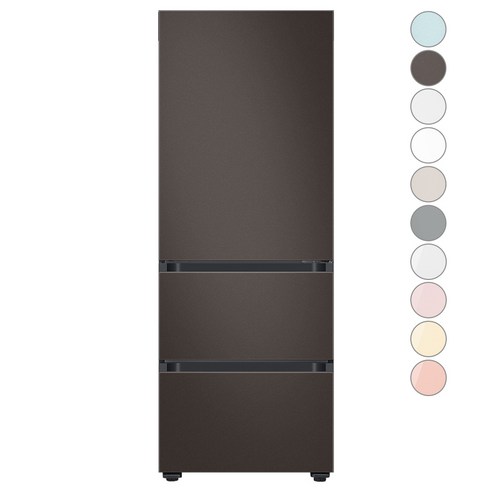 [색상선택형] 삼성전자 비스포크 김치플러스 3도어 키친핏 냉장고 313L 방문설치, RQ33C7451AP