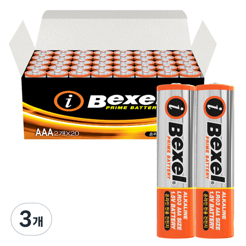 벡셀 아이프라임 알카라인 건전지 AAA, 40개입, 3개